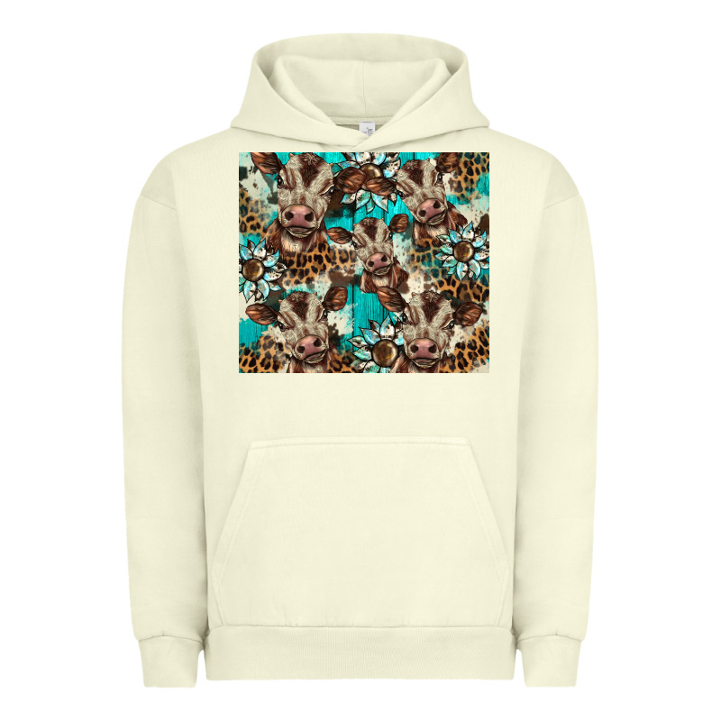 Western Cowhide Sunflower Baby Cow Urban Hoodie by BarkalooDesign | Teevron
