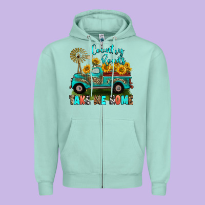 Zipper Hoodie country roads take me home