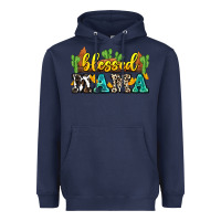 Navy blessed mama Heavyweight Hoodie - Zillion Design Studio