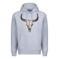Heather Grey bullskull Premium Hoodie - Artiststas