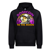 Black doge coin to the moon 80's retro sunset Urban Hoodie - Jasminsmagicworld