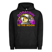 Pigment Black doge coin to the moon 80's retro sunset Urban Hoodie - Jasminsmagicworld