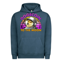 Pigment Midnight Navy doge coin to the moon 80's retro sunset Urban Hoodie - Jasminsmagicworld