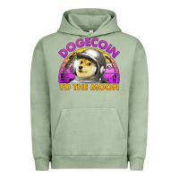 Pigment Oil Green doge coin to the moon 80's retro sunset Urban Hoodie - Jasminsmagicworld