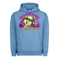 Pigment Pebble Blue doge coin to the moon 80's retro sunset Urban Hoodie - Jasminsmagicworld