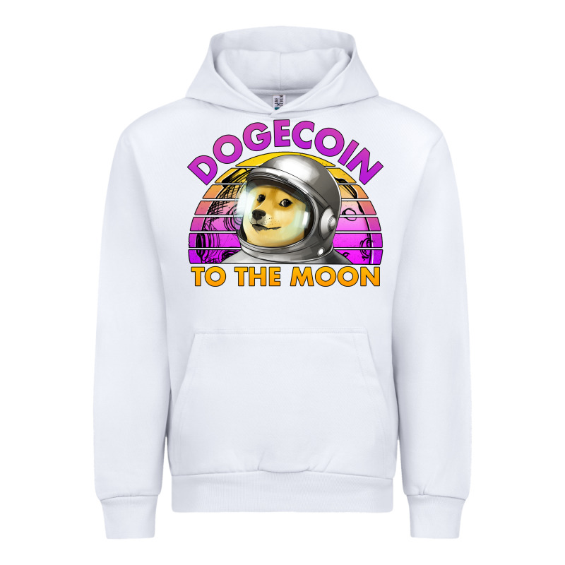 Doge Coin To The Moon 80's Retro Sunset Urban Hoodie by Jasminsmagicworld | Teevron