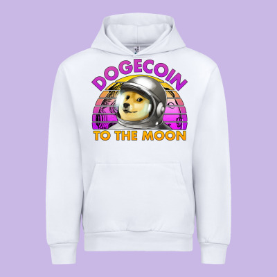 Doge Coin To The Moon 80's Retro Sunset Urban Hoodie Designed By Jasminsmagicworld