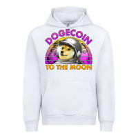 White doge coin to the moon 80's retro sunset Urban Hoodie - Jasminsmagicworld