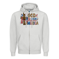 Dove Grey god  bless america with cross Zipper Hoodie - RanaPortraitStore