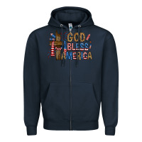 Navy god  bless america with cross Zipper Hoodie - RanaPortraitStore