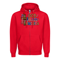 Red god  bless america with cross Zipper Hoodie - RanaPortraitStore
