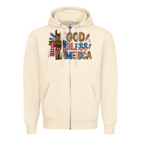 Sandshell god  bless america with cross Zipper Hoodie - RanaPortraitStore