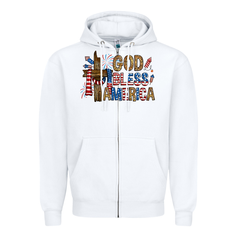 God  Bless America With Cross Zipper Hoodie by RanaPortraitStore | Teevron