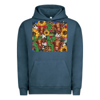 Pigment Midnight Navy western cactus sunflower highlands cow Urban Hoodie - BarkalooDesign