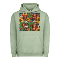 Pigment Oil Green western cactus sunflower highlands cow Urban Hoodie - BarkalooDesign