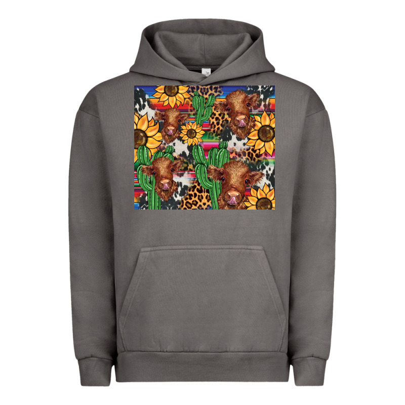 Western Cactus Sunflower Highlands Cow Urban Hoodie by BarkalooDesign | Teevron
