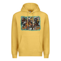 Antique Gold bucking bronco rodeo revolver western background Premium Hoodie - AdoDesignShop