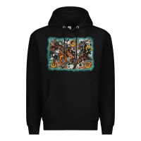 Black bucking bronco rodeo revolver western background Premium Hoodie - AdoDesignShop