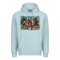 Blue Mist bucking bronco rodeo revolver western background Premium Hoodie - AdoDesignShop