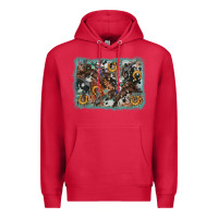 Cardinal bucking bronco rodeo revolver western background Premium Hoodie - AdoDesignShop