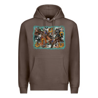 Bucking Bronco Rodeo Revolver Western Background Premium Hoodie | Teevron