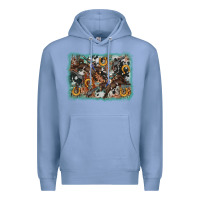 Colony Blue bucking bronco rodeo revolver western background Premium Hoodie - AdoDesignShop