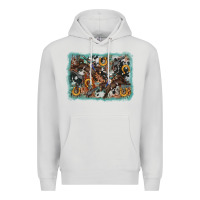 Dove Grey bucking bronco rodeo revolver western background Premium Hoodie - AdoDesignShop