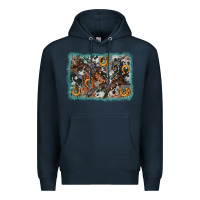 Navy bucking bronco rodeo revolver western background Premium Hoodie - AdoDesignShop