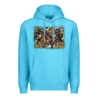 Ocean Blue bucking bronco rodeo revolver western background Premium Hoodie - AdoDesignShop