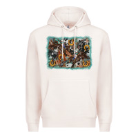 Pale Pink bucking bronco rodeo revolver western background Premium Hoodie - AdoDesignShop