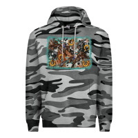 Slate Camo bucking bronco rodeo revolver western background Premium Hoodie - AdoDesignShop