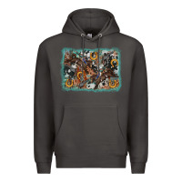 Smoke bucking bronco rodeo revolver western background Premium Hoodie - AdoDesignShop