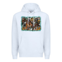 White bucking bronco rodeo revolver western background Premium Hoodie - AdoDesignShop