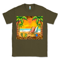 Army Green sunset beach Classic Tee - BarkalooDesign