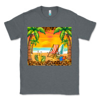 Charcoal Heather sunset beach Classic Tee - BarkalooDesign