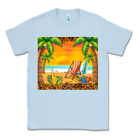 Dusty Blue sunset beach Classic Tee - BarkalooDesign