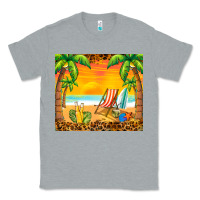 Heather Grey sunset beach Classic Tee - BarkalooDesign