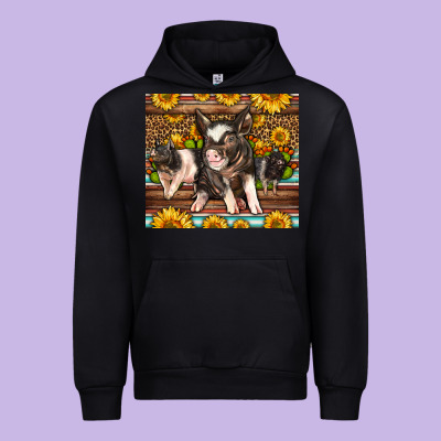 Western Cute Hampshire Pigs Urban Hoodie Designed By Lillyallendesigns
