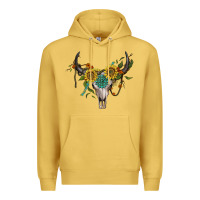 Antique Gold boho bullskull with sunflower and gemstone Premium Hoodie - Artiststas