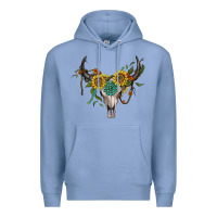 Colony Blue boho bullskull with sunflower and gemstone Premium Hoodie - Artiststas