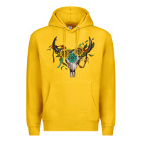 Lemon boho bullskull with sunflower and gemstone Premium Hoodie - Artiststas