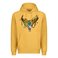 Mustard boho bullskull with sunflower and gemstone Premium Hoodie - Artiststas
