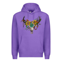Purple boho bullskull with sunflower and gemstone Premium Hoodie - Artiststas