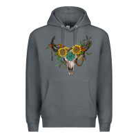 Rock boho bullskull with sunflower and gemstone Premium Hoodie - Artiststas