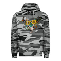 Slate Camo boho bullskull with sunflower and gemstone Premium Hoodie - Artiststas