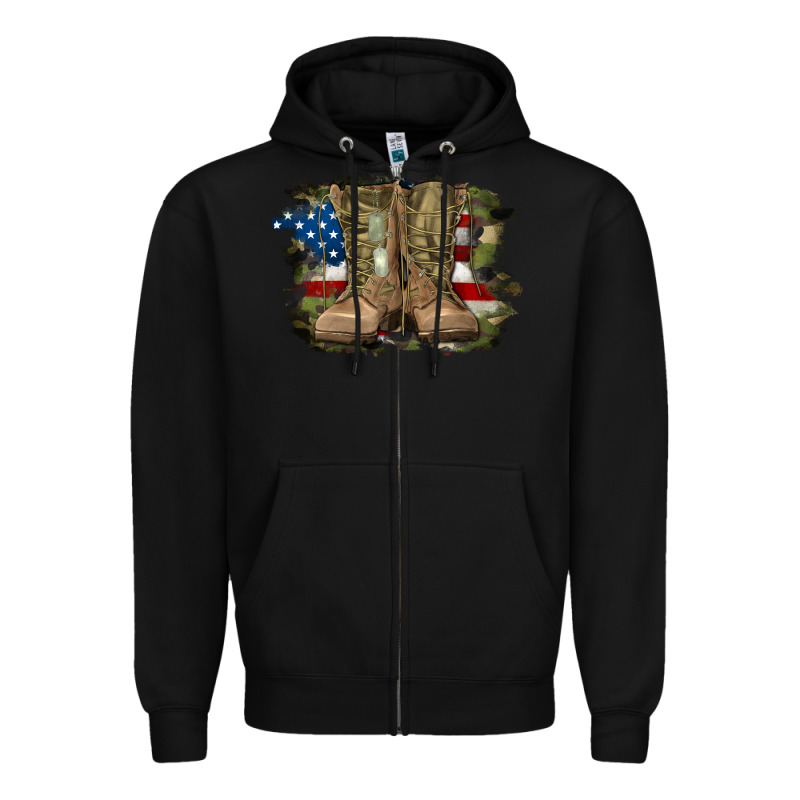 American Flag With Army Boots Zipper Hoodie by RanaPortraitStore | Teevron