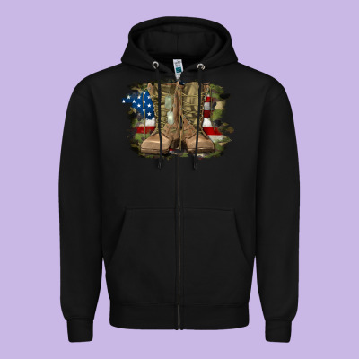 Zipper Hoodie american flag with army boots