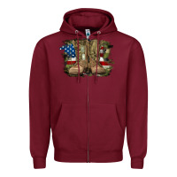 Burgundy american flag with army boots Zipper Hoodie - RanaPortraitStore