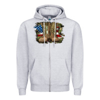 Heather Grey american flag with army boots Zipper Hoodie - RanaPortraitStore