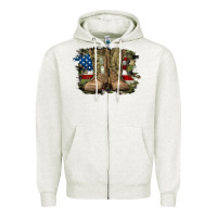 Oatmeal Heather american flag with army boots Zipper Hoodie - RanaPortraitStore